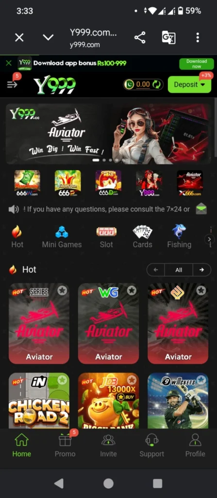 Y999 Game dashboard