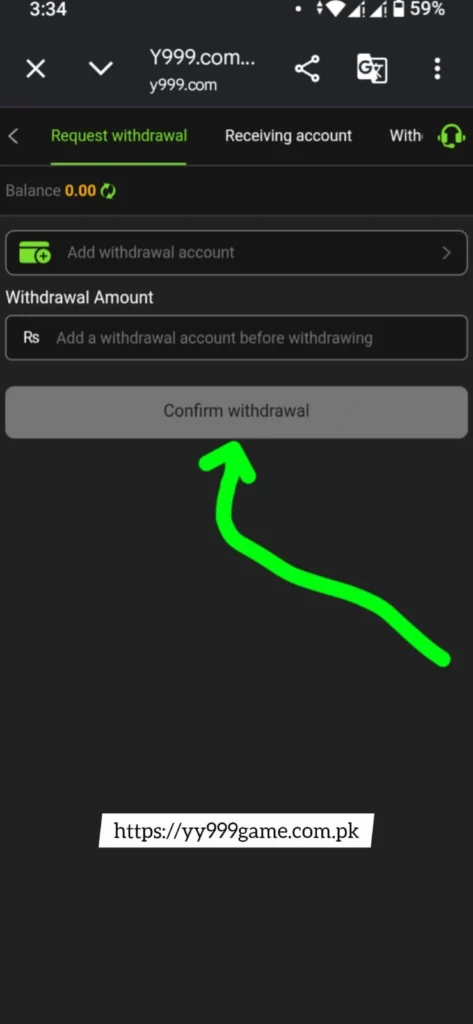Y999 Game withdrawal dashboard